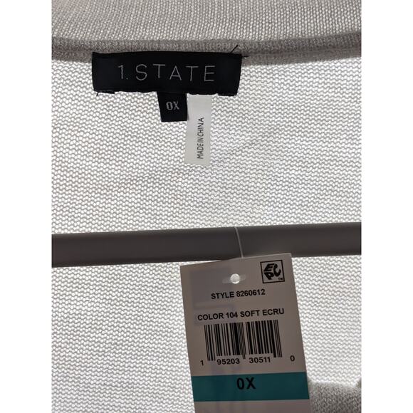 1.STATE Sweater Trendy Classic Metallic Twist Front Top Soft Ecru 0X Lightweight - Picture 6 of 7